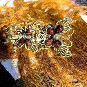 Faux antique, rhinestone hair beret.